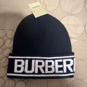 Burberry Black and White Logo Beanie